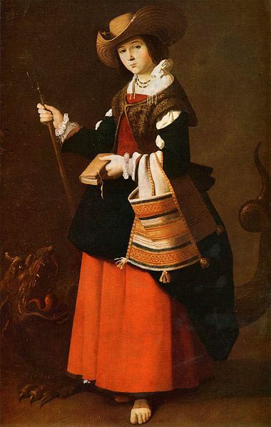 Saint Margaret, dressed as a shepherdess.